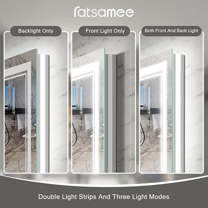 40x32 Inch Led Mirror for Bathroom with Front Light and Backlit, Bathroom Mirror with Led Lights, Vanity Mirror with Lights for Wall, Anti-Fog, Dimmable, Memory Function, Tempered Glass