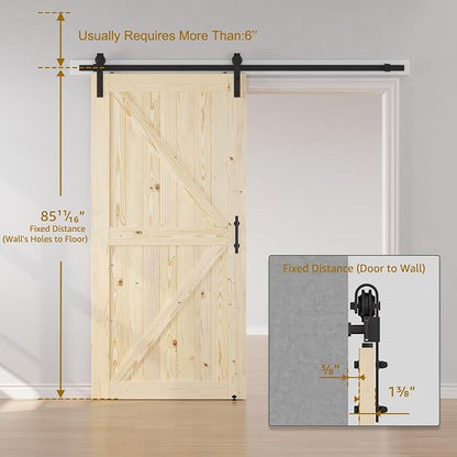 SMARTSTANDARD 48in x 84in Sliding Barn Door with 8ft Barn Door Hardware Kit Included, Unfinished Solid Spruce Wood Door, Assembly Required, DIY, Stainable, Natural | Unfinished Solid Spruce Wood Door, Assembly Required, DIY, Stainable, Natural