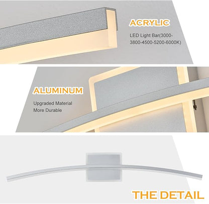 Benkut Modern LED Wall Sconce Silver LED Bathroom Light Fixtures Over Mirror Wall Lighting for Bathroom, Dimmable Long Vanity Light for Bathroom Living Dining Room(5CCT 31.5Inch)