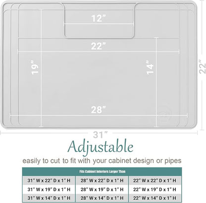 The Original Under Sink Mat - Silicone Waterproof mat, Trimmable, Easy to Clean, Kitchen cabinet liner, Under sink protector mats, Drip Tray with Lip - 31" x 22" or smaller