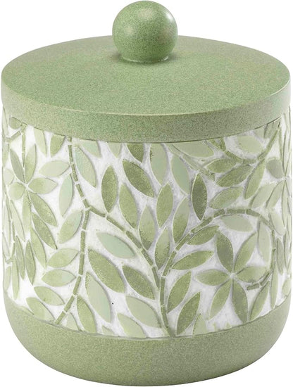 Avanti Linens - Covered Jar, Resin Countertop Accessories, Guest Bathroom Essentials (Stratford Collection, Green)