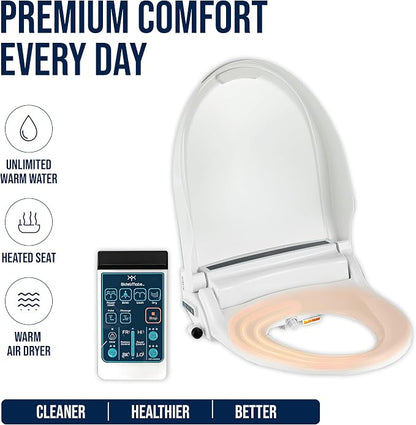 BidetMate 2000 Series Electric Bidet Toilet Seat, Air Dryer, Deodorizer | Heated Water & Seat, Unlimited Warm Water Wash, Self Cleaning Nozzle, Wireless Remote Bidet Seat, Fits Elongated Toilets