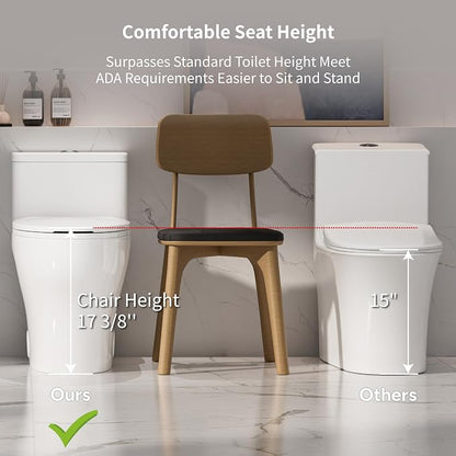 Elongated One Piece Toilet with Comfort Chair Seat ADA Height 17.33", Powerful Dual Flush 0.8/1.28 GPF Compact Toilet, MAP 1000g, Standard White Toilet Bowl, 12'' Rough-in