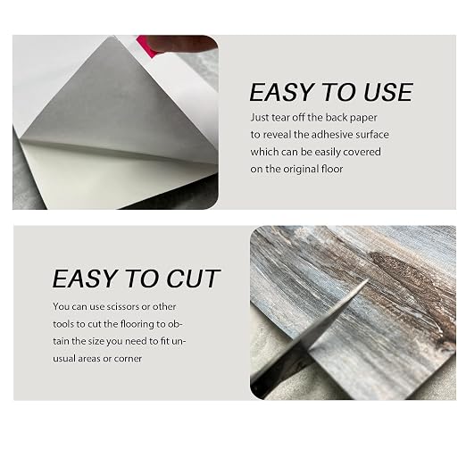 Wood Grain Peel and Stick Floor Tiles 11.8"x394" Hazy Blue | Wood-look non-slip vinyl for renters & DIY, easy cut, fewer seams, low upkeep, budget multi-surface floor guard