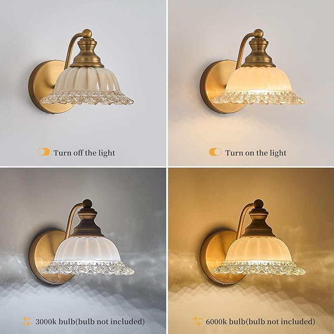 Vanity Light Brass Wall Sconces Vintage 1-Light Bathroom Sconces