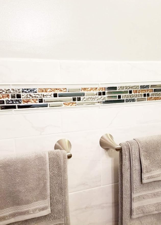 Mosaic Tiles Crystal Glass Tile Rose Gold Interlocking Chrome Silver Black Ink Blue Mosaic Bath Kitchen Fireplace Decor TSTGT107 (5 Square Feet)