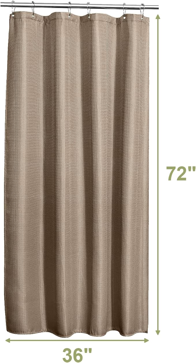 AmazerBath Waffle Shower Curtain Small, Stall Shower Curtain Tan, Taupe Shower Curtain Fabric, Hotel Quality Bathroom Shower Curtains, Heavy Duty, 36 x 72 Inches