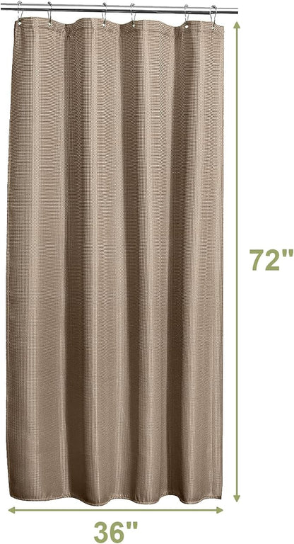 AmazerBath Waffle Shower Curtain Small, Stall Shower Curtain Tan, Taupe Shower Curtain Fabric, Hotel Quality Bathroom Shower Curtains, Heavy Duty, 36 x 72 Inches