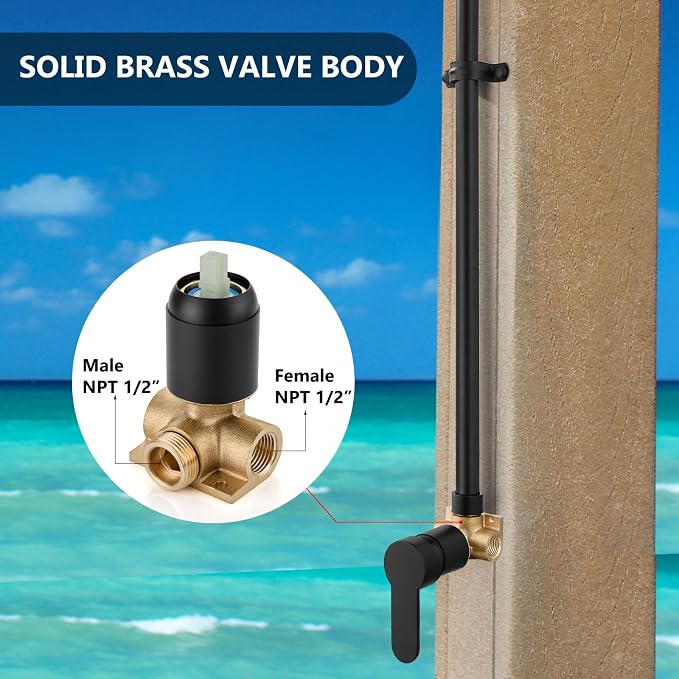 Outdoor Shower Kit,Outside Shower with Single Handle,Matte Black | Hot and Cold Outdoor Shower Fixtures,Stainless Steel,with Rotatable Shower Head,Easy Installation