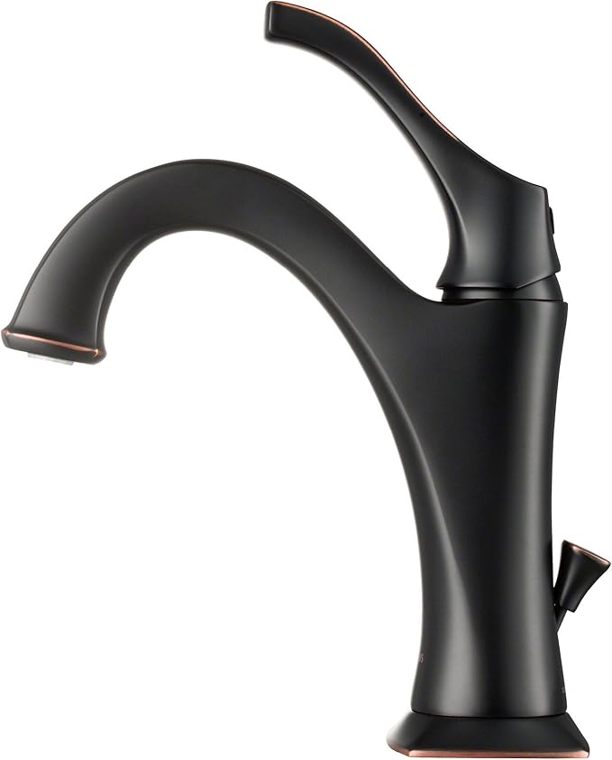 KRAUS KBF-1201ORB Arlo Single Handle Basin Bathroom Faucet with Lift Rod Drain and Deck Plate, Oil Rubbed Bronze