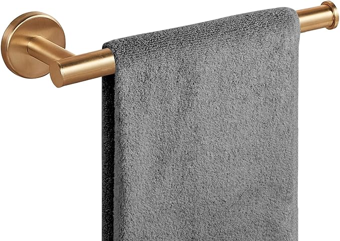 FOMANSH Stainless Steel Towel Holder - Mount on Wall Towel Bar, Toilet/Kitchen Paper Holder, SUS 304 Hand Towel Rack, Towel Ring for Bathroom Toilet Gold