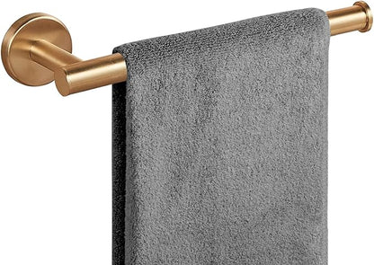 FOMANSH Stainless Steel Towel Holder - Mount on Wall Towel Bar, Toilet/Kitchen Paper Holder, SUS 304 Hand Towel Rack, Towel Ring for Bathroom Toilet Gold