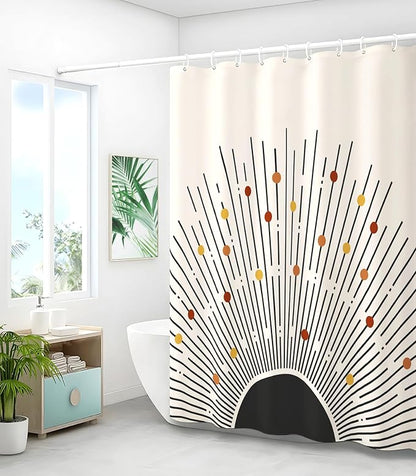 Shower Curtain for Bathroom Stall Boho Modern Cute Aesthetic Decorative Girly Waterproof Unique Art Sun Elegant Girls Chic Print Design Teen Pretty Women Cortinas de Baño Bathtub 72 x72 Inch