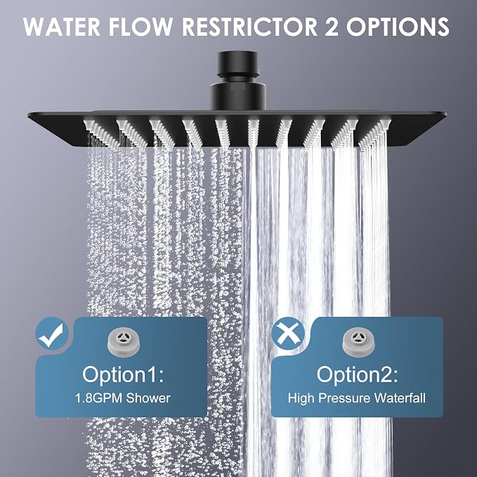 8 Inch Rain Shower Head Matte Black - All Metal Stainless Steel 304, Ultra Thin Design, Square Rainfall Showerheads Modern Bathroom - Full Body Coverage Bath Shower