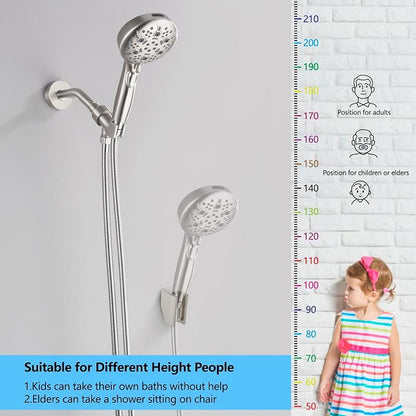 Shower Head with Handheld, 9-Setting High Pressure Shower head with handhelds, Built-in Handheld Power Spray, 79in Extra Long Stainless Steel Hose & Shower Head Holder (Brushed Nickel)