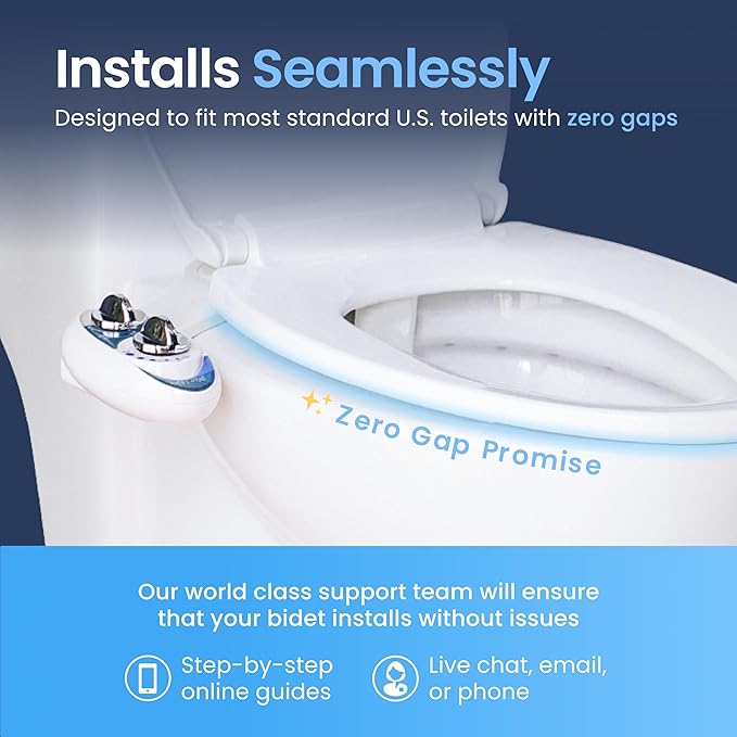 LUXE Bidet NEO 110 - Single Nozzle, Non-Electric Bidet Attachment for Toilet Seat, Adjustable Water Pressure, Rear Wash (White)