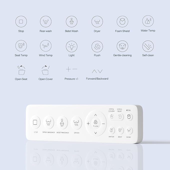 One Piece Smart Bidet Toilet, Auto Lid, Foam Shield, Wash & Dry | Foot Sensor, Heated Seat, Instant Warm Water, Adjustable Wash Settings, Self Cleaning Wand, Auto Flush, Pre Wet, Night Light