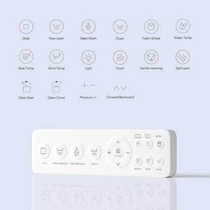 One Piece Smart Bidet Toilet, Auto Lid, Foam Shield, Wash & Dry | Foot Sensor, Heated Seat, Instant Warm Water, Adjustable Wash Settings, Self Cleaning Wand, Auto Flush, Pre Wet, Night Light