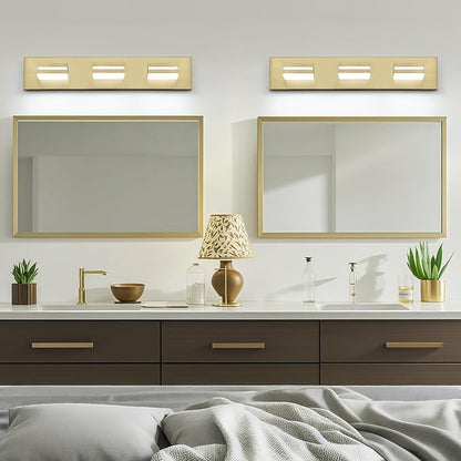 OKELI 5-Light Bathroom Vanity Light Gold Modern LED Vanity Light Over Mirror Dimmable Mirror Front Lamp with 350° Adjustable Lamp Head ETL Listed 32W 6000K Cold White