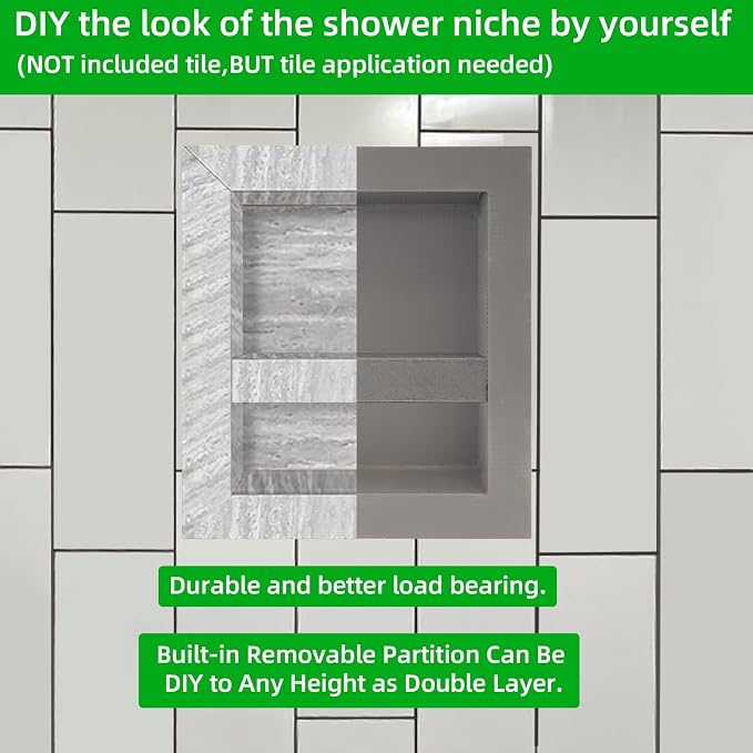 Tile Ready Shower Niche 12"x16" Inner Size,Embedded Size 13"x17",Depth 4" | Niche for Shower Wall,Waterproof and Ready-to-Tile Recessed Showers Shelf Niche Box for Bathroom Remodel/Storage/Organization
