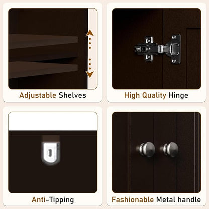 Over Toilet Storage Cabinet with Barn Door & Adjustable Shelves | 24 Inch Wide Bathroom Organizer, Space-Saving, Sturdy Wood, Anti-Tipping, Easy Assembly, for Restroom, Laundry, Small Spaces