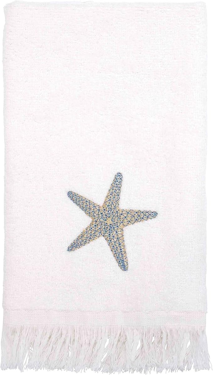 Avanti Linens - 3pc Towel Set, Soft & Absorbent Cotton, Coastal Home Decor (By the Sea Collection, White)