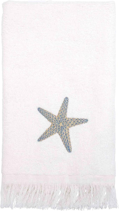 Avanti Linens - 3pc Towel Set, Soft & Absorbent Cotton, Coastal Home Decor (By the Sea Collection, White)
