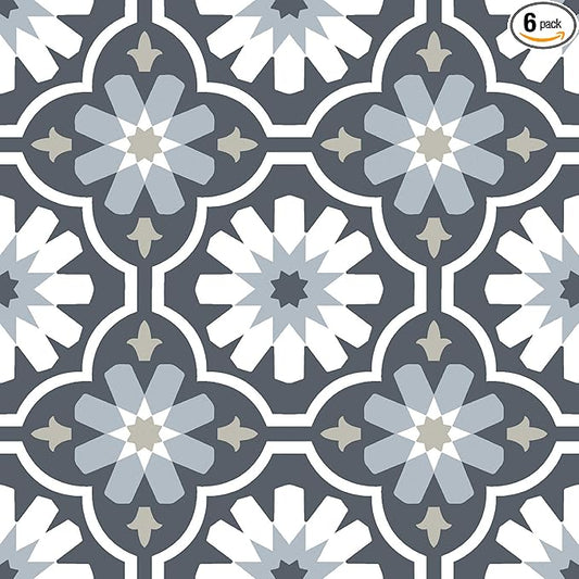FloorPops FP2944 Sevilla Peel & Stick Floor Tiles, Multicolor (Pack of 6)