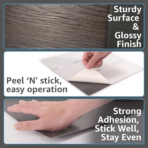 Art3d 30-Pack Peel and Stick Vinyl Floor Planks, 12 x 12 in, Dark Brown Oak | Premium Vinyl, Self-Adhesive, Waterproof, Wood Grain, Fade-Resistant, Scratch-Proof, Ideal for Kitchen, Dining Room, Bedrooms