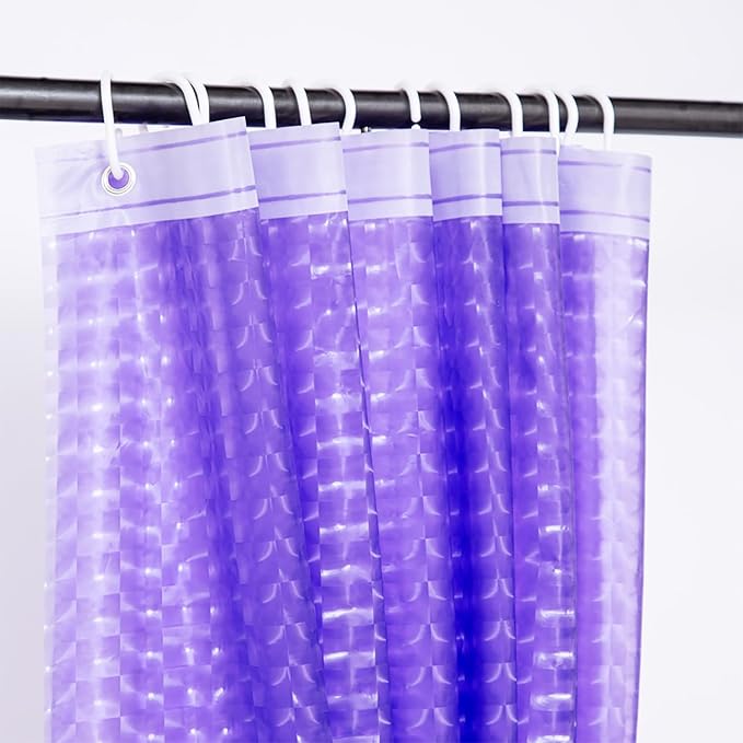 Purple Shower Curtain Liner, 100% Waterproof EVA 3D Shower Curtains with 3 Duty Heavy Bottom Magnets and 12 Rust Proof Grommets, 72x72 Weighted Shower Liner for Shower Stall, Bathtubs