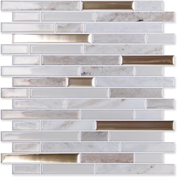 LONGKING 10-Sheet Extra Thick Peel and Stick Backsplash Tiles, Waterproof Kitchen Backsplash Peel and Stick Tile, Self-Adhesive Backsplash for Kitchen, Khaki | Peel and stick backsplash, self-adhesive wall tile, Khaki, extra thick, waterproof, kitchen ...