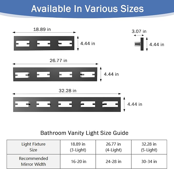 LED Black Bathroom Light Fixtures, 5-Light 5700K Modern Vanity Lights | LED Black Bathroom Light Fixtures, 5-Light Modern Vanity Lights , ETL Listed, 35W (Cool White 5700K)