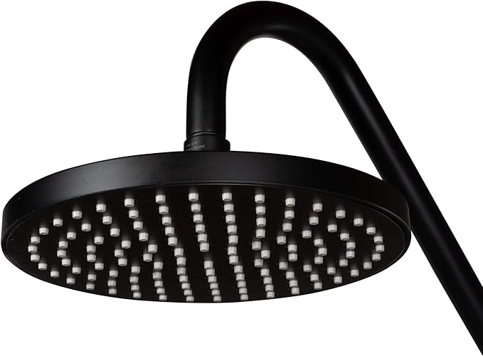 PULSE ShowerSpas Kauai III Matte Black Rain Shower Head with Handheld Spray - 1.8 GPM, 8" Showerhead, 5-Function HandShower, Adjustable Slide Bar - Shower Heads with Handheld Spray Combo