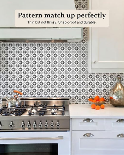 Peel and Stick Floor Tile, Waterproof Vinyl Flooring, Snap-Proof DIY Flooring Tiles for Bathroom, Kitchen, Fireplace, Wall, Backsplash, Home Decor, No Residue, 20 Tiles-7.87" Thin Ver, Gray