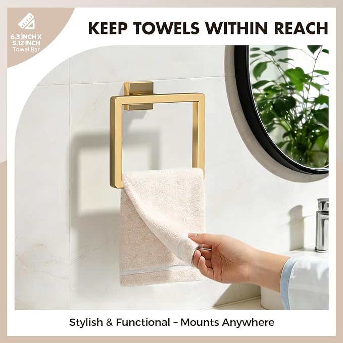 20-Pieces Gold Bathroom Accessories Set, 24 Inch Towel Bar Set | Stainless Steel, Towel Ring, Toilet Paper Holder, Robe Hooks, Towel Racks for Bathroom Wall Mounted, Bathroom Hardware Set