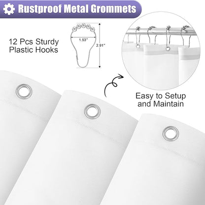 OLANLY Luxury Lavender and White Ombre Shower Curtain Sets with 12 Hooks, Waterproof and Washable Decorative Shower Curtains for Bathroom, 72x72 Inches