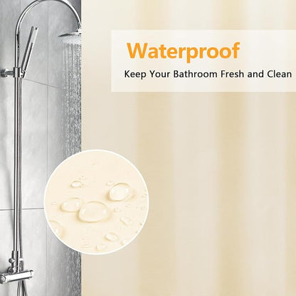 Seenus Waterproof Fabric Shower Curtain Liner with 3 Weighted Magnets, 72 x 84 inch Extra Long Cream Cloth Shower Liner Machine Washable, Hotel Quality Lightweight Tall Shower Curtain for Bathroom