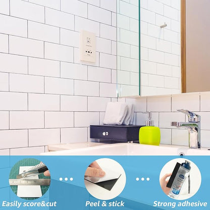 Art3d 102-Pack Peel and Stick Backsplash on Subway Tile, Glossy White | 3 x 6 in, PVC, Self Adhesive, Waterproof, Traceless Peel, Modular Splicing, Ideal for Vanities, Bathrooms