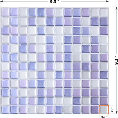 3D Mosaic Tile Sticker Removable Wallpaper Tile Purple, 3D Self Adhesive Wall Tiles Bathroom Wall Tiles for Kitchen Backsplash Purple, PVC Square Decorative Vinyl Decals, 4 Sheets