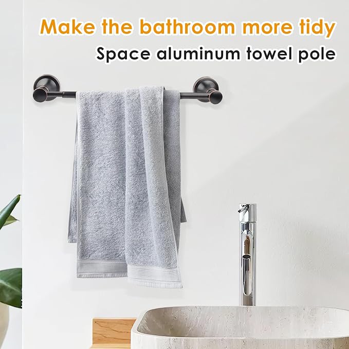 Adjustable Bronze 15 to 26Inch Bath Towel Bar Rack for Bathroom Towel Holder, Wall Mounted Rod Hanger Bathroom Hardware Accessories Hotel Style, Stainless Steel, Oil Rubbed Bronze