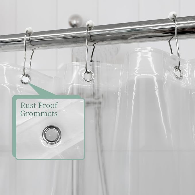 Mrs Awesome Clear Shower Curtain Liner with 3 Magnets, 72x72 | 12 Rustproof Grommets, Premium Flexible Sturdy Plastic Shower Curtain for Bathroom Lightweight, Waterproof,72W x 72H