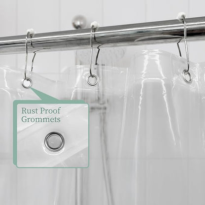 Mrs Awesome Clear Shower Curtain Liner with 3 Magnets, 72x72 | 12 Rustproof Grommets, Premium Flexible Sturdy Plastic Shower Curtain for Bathroom Lightweight, Waterproof,72W x 72H