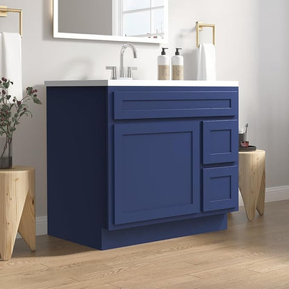 Vanity Art 72 Inch Bathroom Vanity with 2-Door 4-Drawer, Wood Bathroom Vanity Cabinet with Soft Closing Drawer, Floor Mounted Blue Cabinet Without Top VA4072-LRBU