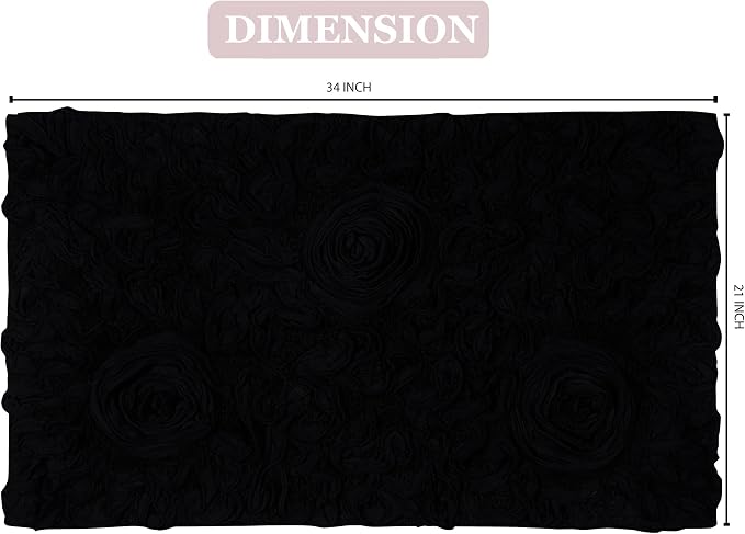 Home Weavers Bell Flower Collection 100% Cotton Tufted Bath Rugs, Extra Soft and Absorbent Bath Rugs, Non-Slip Bath Mats, Machine Washable, Bath Mats for Bathroom Floor, 21"x34" Rectangle, Black
