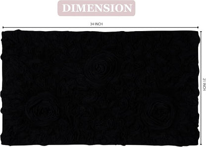 Home Weavers Bell Flower Collection 100% Cotton Tufted Bath Rugs, Extra Soft and Absorbent Bath Rugs, Non-Slip Bath Mats, Machine Washable, Bath Mats for Bathroom Floor, 21"x34" Rectangle, Black