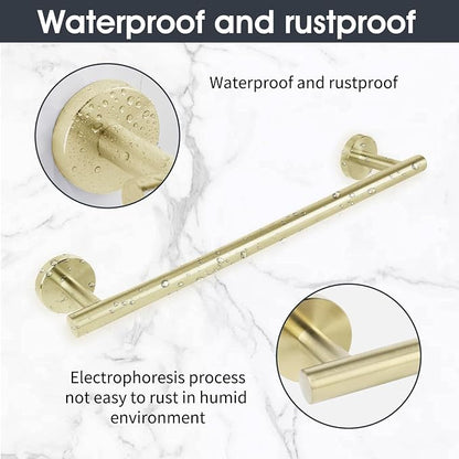 10 Piece Brushed Gold Bathroom Hardware Set, Towel bar Set for Bathroom | 24 inch Silver Towel bar, Bathroom Towel Rack, Towel Ring, Toilet Paper Holder, Towel Hook, Bathroom Accessories Set