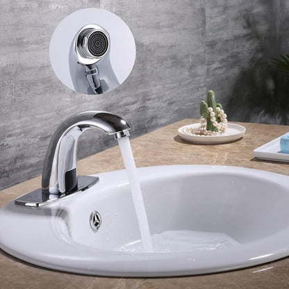 Charmingwater Touchless Bathroom Sink Faucet, Motion Automatic Sensor Faucet with Hole Cover Plate, Chrome