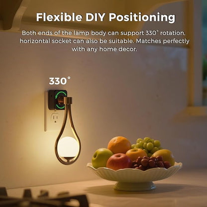 L LOHAS LED Night Lights Plug Into Wall, Dusk to Dawn Sensor | Soft White 3000K Nightlight, 0-100LM Adjustable Brightness 330°Rotating Plug in Night Light Bathroom Hallway Bedroom Stairway