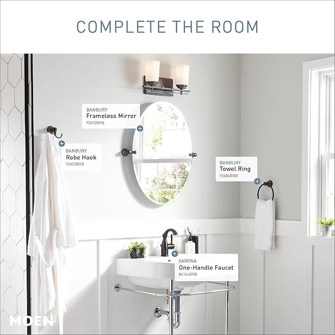 Moen Sarona Mediterranean Bronze One-Handle Single Hole Rustic Farmhouse Bathroom Sink Faucet with Optional Deckplate, 84144BRB