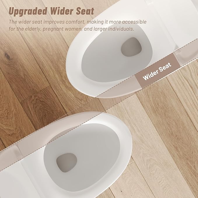 DeerValley Elongated Toilet with Comfort ADA Seat Height Modern 12" Rough-In One Piece Toilet for Bathroom Dual Powerful Flush DV-1F026Pro